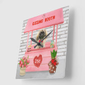 ペキゲスドッグバレンタインデーキスをするブース スクエア壁時計 (傾斜)