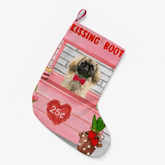 ペキゲスドッグバレンタインデーキスをするブース スモールクリスマスストッキング (正面 (吊り時))