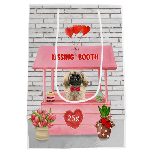 ペキゲスドッグバレンタインデーキスをするブース ミディアムペーパーバッグ (裏面)