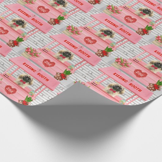 ペキゲスドッグバレンタインデーキスをするブース ラッピングペーパー (角)