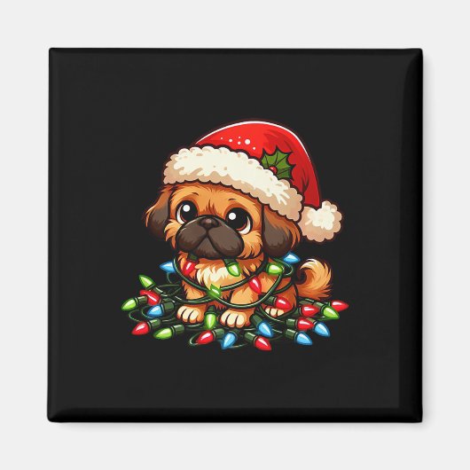 ペキセスクリスマスライトドッグおもしろいクリスマス マグネット (正面)