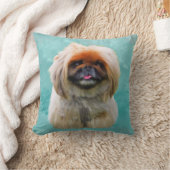 ペキセスドッグウォーターカラーアートポートレート クッション (ブランケット)