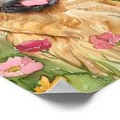 ペキセスドッグフワフワ水彩画ポスタープリント ポスター (角)