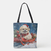 ペキニーズのそり雪祭り クリスマス トートバッグ (裏面)