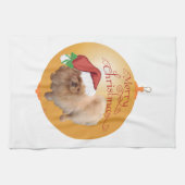 ペキニーズのクリスマスオーナメント キッチンタオル (横)
