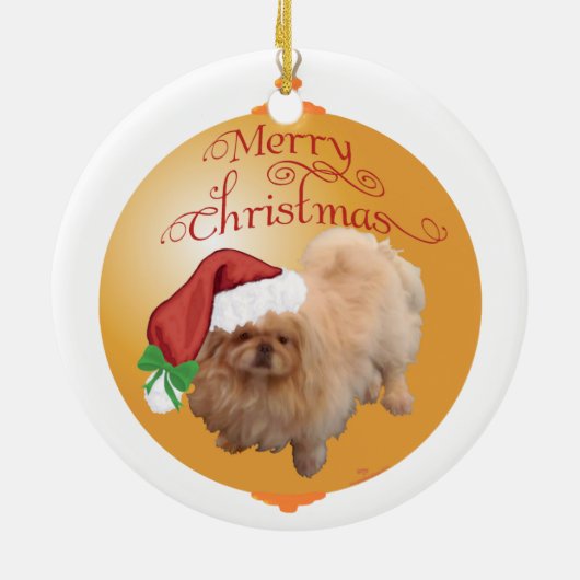 ペキニーズのクリスマス オブジェ セラミックオーナメント (裏面)