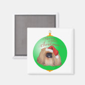ペキニーズのクリスマス オブジェ マグネット (正面/裏面)