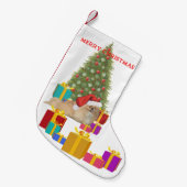 ペキニーズのクリスマス スモールクリスマスストッキング (正面 (吊り時))