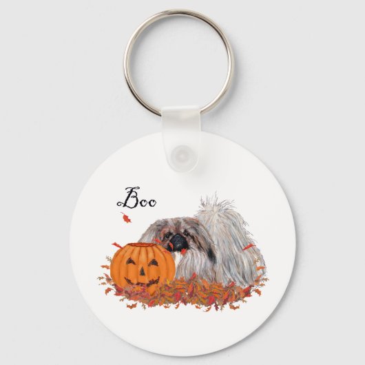 ペキニーズのハロウィン キーホルダー (正面)