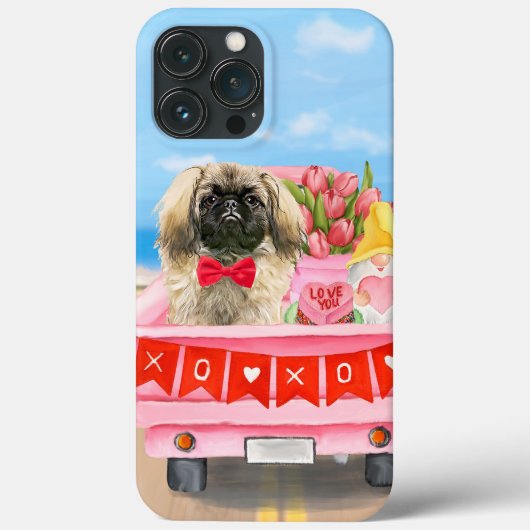 ペキニーズのバレンタイントラックのハート Case-Mate iPhoneケース (裏面)
