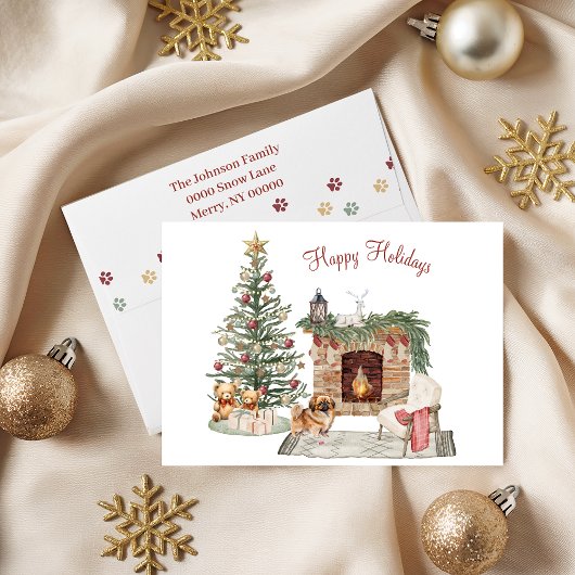 ペキニーズのホリデーシーズン - ペキニーズの犬のデザイン シーズンカード