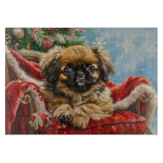 ペキニーズの犬のクリスマス カッティングボード (正面)