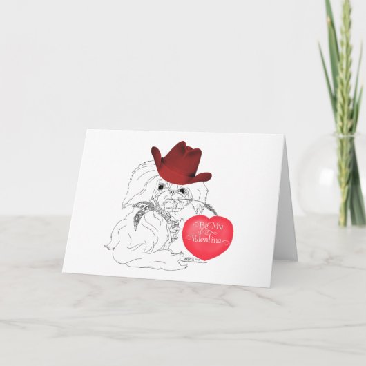ペキニーズの犬のバレンタイン カード (正面)