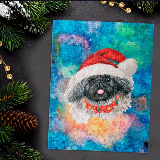 ペキニーズの犬 クリスマス ジグソーパズル