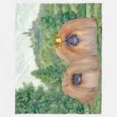 ペキニーズの王族 フリースブランケット (正面)