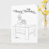 ペキニーズの誕生日カード カード (黄色い花)