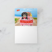 ペキニーズ犬 バレンタインデー トラック ハート カード (内部)