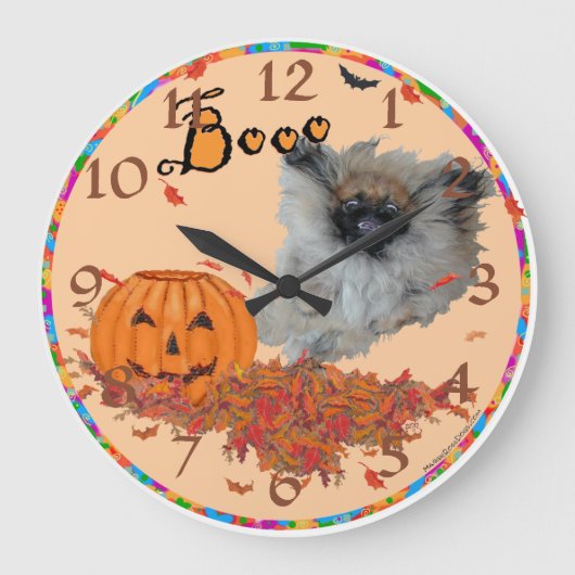 ペキニーズ ハロウィン ラージ壁時計 (正面)