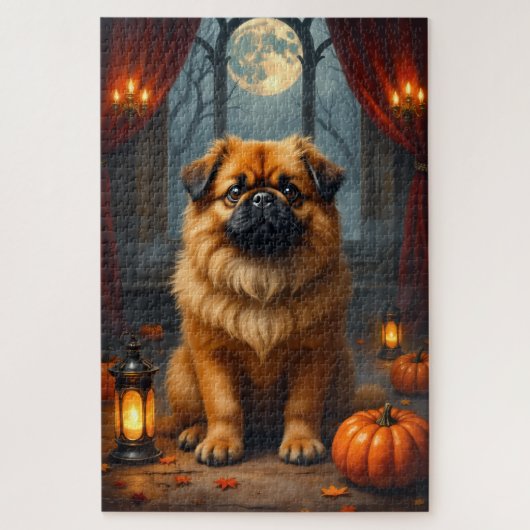 ペキニーズ ロイヤル ゴシック ハロウィン肖像画 アート ジグソーパズル (縦)