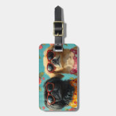 ペキンとハートバラバレンタインデー ラゲッジタグ (正面縦)