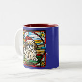 ペキンのクリスマスのステンドグラス ツートーンマグカップ (正面左)