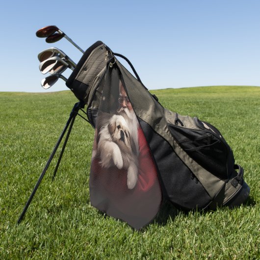 ペキンゲスウィズサンタクロースフェスティバルクリスマス ゴルフタオル (グリーン)