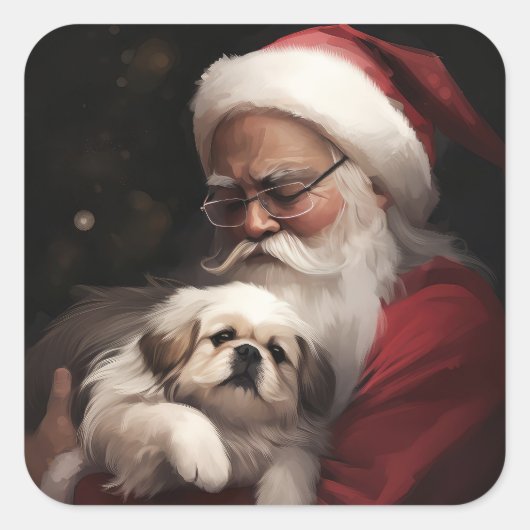 ペキンゲスウィズサンタクロースフェスティバルクリスマス スクエアシール (正面)