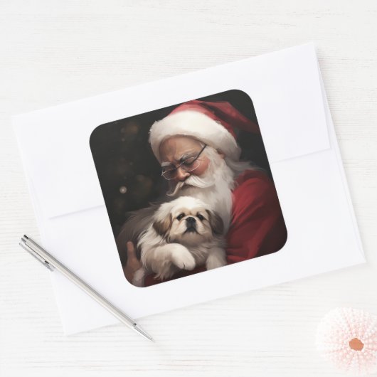 ペキンゲスウィズサンタクロースフェスティバルクリスマス スクエアシール (封筒)