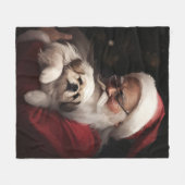 ペキンゲスウィズサンタクロースフェスティバルクリスマス フリースブランケット (正面(横))