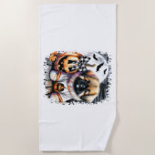 ペキンゲスドッグハロウィーンスクエア ビーチタオル (正面)