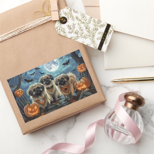 ペキンゲスハロウィン不気味 長方形シール (ギフト)