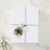 ペキンゲス犬とハートバレンタインデー ギフトタグ (より糸付き)