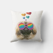 ペキンゲス犬とハートバレンタインデー クッション (裏面)