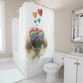 ペキンゲス犬とハートバレンタインデー シャワーカーテン (インサイチュ)