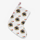 ペキンゲス犬とハートバレンタインデー スモールクリスマスストッキング (正面 (吊り時))