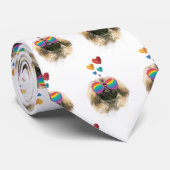 ペキンゲス犬とハートバレンタインデー ネクタイ (ロール)