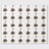 ペキンゲス犬とハートバレンタインデー ラッピングペーパー (フラット)