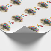 ペキンゲス犬とハートバレンタインデー ラッピングペーパー (角)