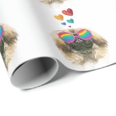 ペキンゲス犬とハートバレンタインデー ラッピングペーパー (ロールコーナー)