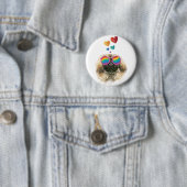 ペキンゲス犬とハートバレンタインデー 缶バッジ (インサイチュ)