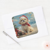 ペキンゲズドッグクリスマスヴィンテージビーチ スクエアシール (封筒)