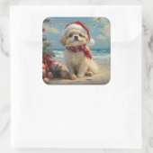 ペキンゲズドッグクリスマスヴィンテージビーチ スクエアシール (バッグ)