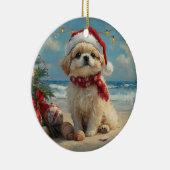 ペキンゲズドッグクリスマスヴィンテージビーチ セラミックオーナメント (右)