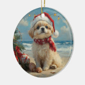 ペキンゲズドッグクリスマスヴィンテージビーチ セラミックオーナメント (左)