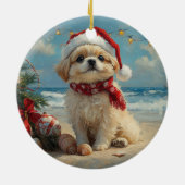 ペキンゲズドッグクリスマスヴィンテージビーチ セラミックオーナメント (裏面)
