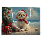 ペキンゲズドッグクリスマスヴィンテージビーチ ラージペーパーバッグ (裏面)