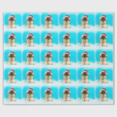 ペキンゲズドッグ座ってビーチクリスマス帽子 ラッピングペーパー (フラット)