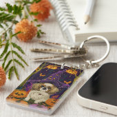 ペキン不気味ゲスドッグハロウィーン魔女とカボチャ キーホルダー (正面右)