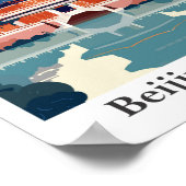 ペキン中国トラベルヴィンテージイラストレーション ポスター (角)