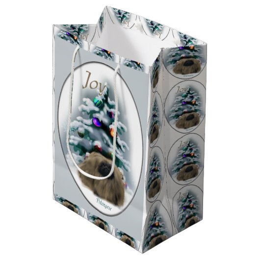 ペキン好きのクリスマス ミディアムペーパーバッグ (正面アングル)